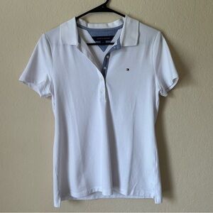 Tommy Hilfiger White Fitted Polo Shirt Short Sleeve